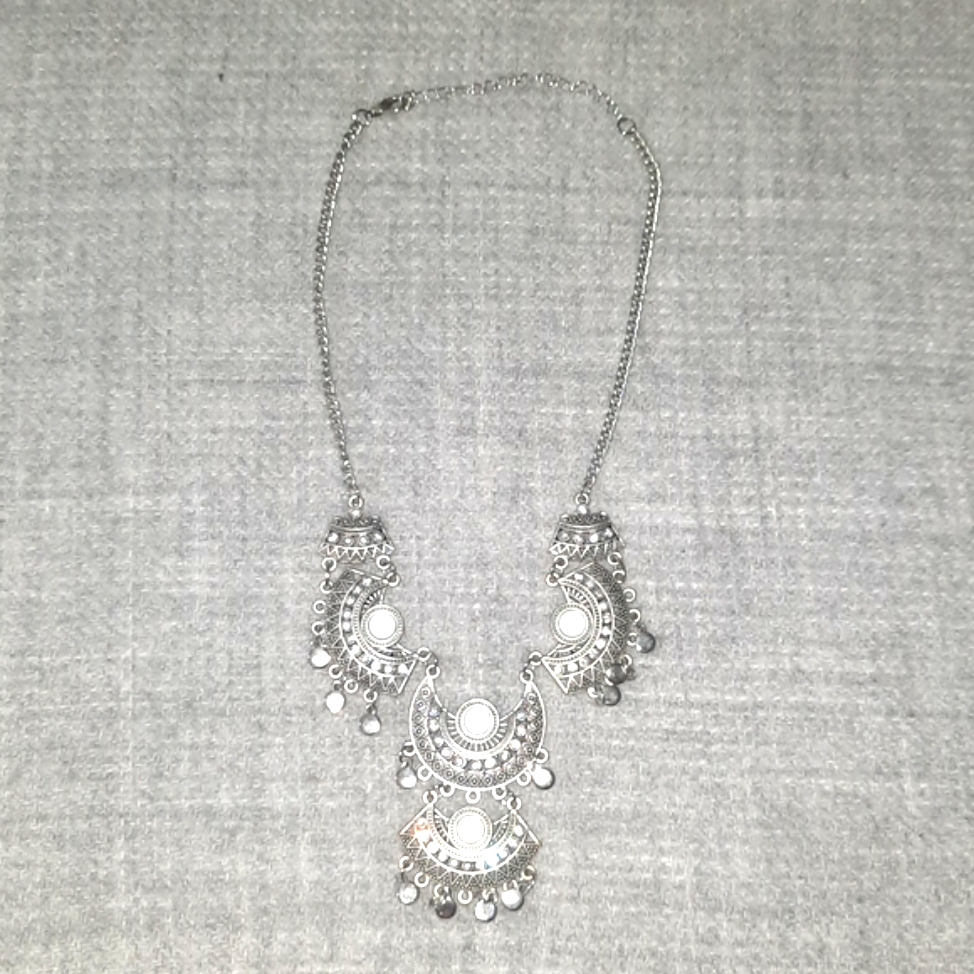 Silver Boho Statement Necklace